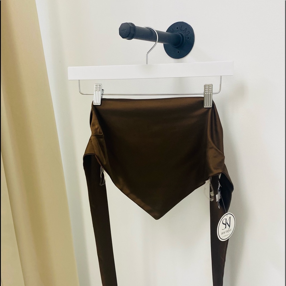 Brown Satin Tie Top